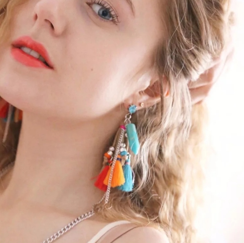 Bohemian Tassel & Stone Earrings